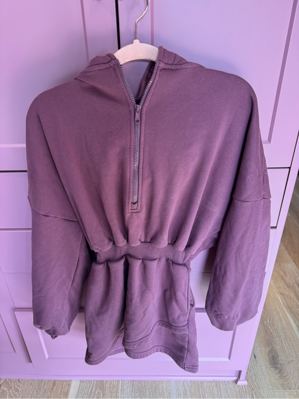 POPFLEX game day Oversized Plum Half-Zip Hoodie Dress - Picture 4 of 9